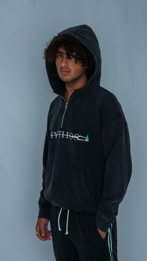 Black Quarter-Zip Hoodie