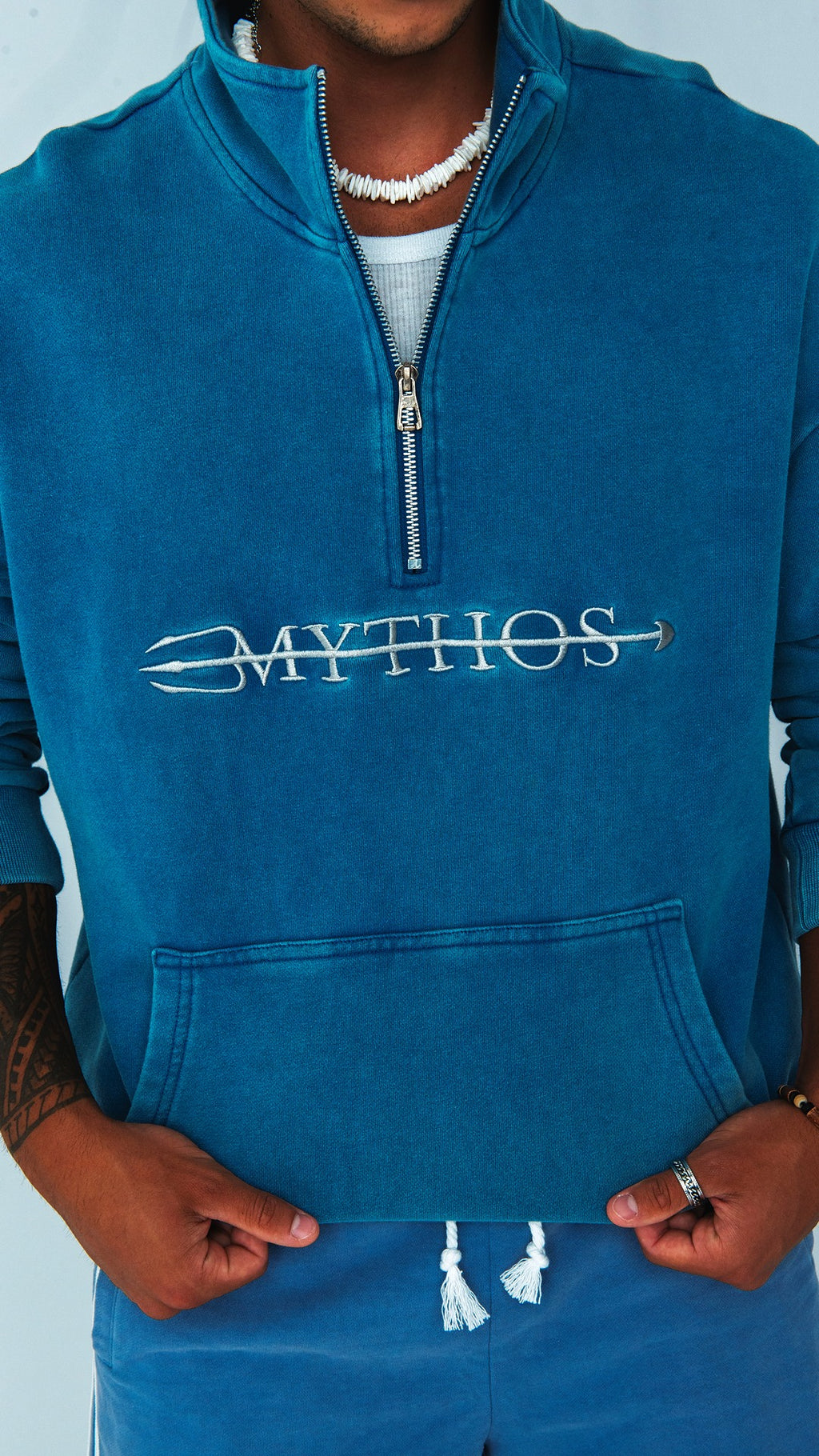 Blue Quarter-Zip Hoodie