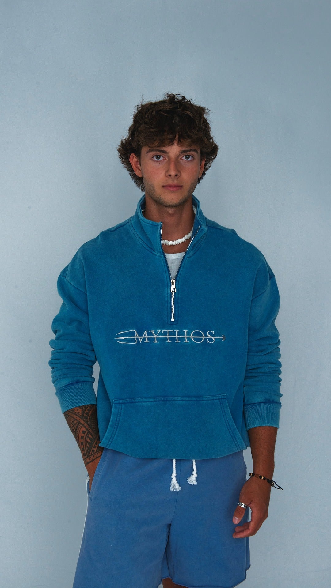 Blue Quarter-Zip Hoodie